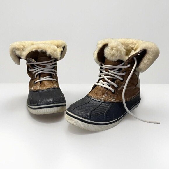 Crocs Boots Womens 7 All Cast Luxe Shearling Winter Snow Duck Boot 12812 Brown - Picture 1 of 13
